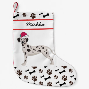 Petite Chaussette De Noël Noël de chien dalmate avec nom de chien personnali