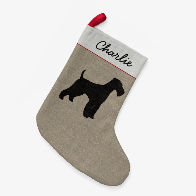 Petite Chaussette De Noël Noël de chien personnalisé par silhouette (Devant (Accrochage))
