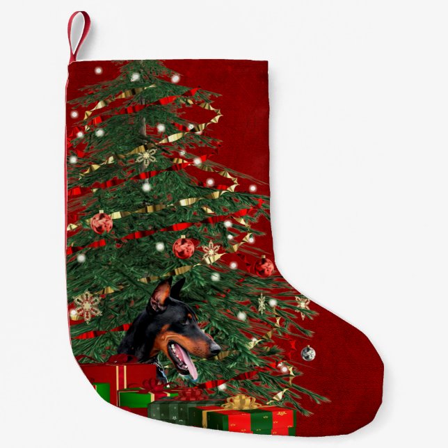 Petite Chaussette De Noël Noël de dobermann (Devant)