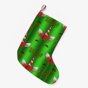Petite Chaussette De Noël Noël de licorne croient le vert