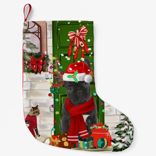 Petite Chaussette De Noël Noël des Bulldog français (Devant)