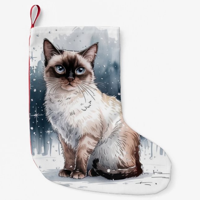 Petite Chaussette De Noël Noël des chats de Siamese Noël Stocking (Devant)
