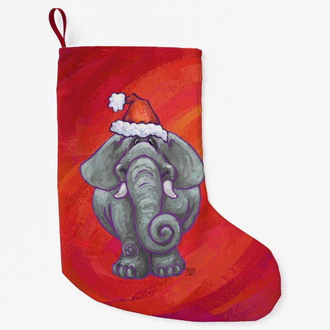 Petite Chaussette De Noël Noël des éléphants en rouge (Devant)
