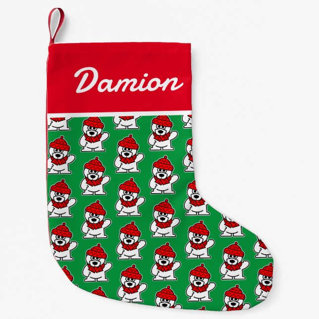Petite Chaussette De Noël Noël des enfants avec des ours polaires mignons (Devant)
