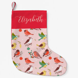 Petite Chaussette De Noël Noël d'hiver Oiseaux Enfants Personnalisés