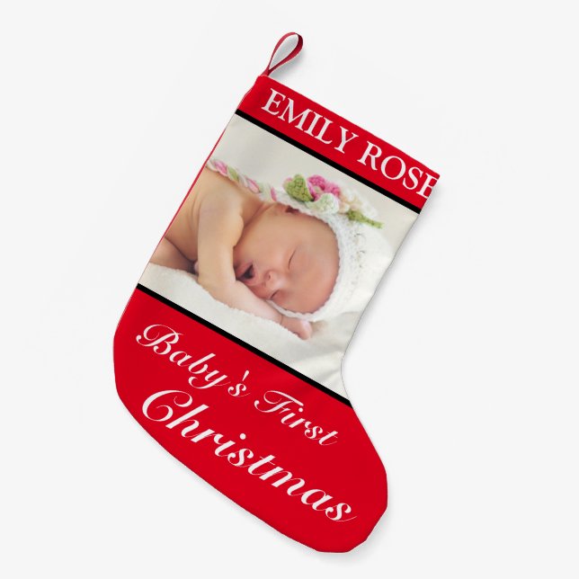Petite Chaussette De Noël Noël du bébé Noir rouge photo Noël (Devant (Accrochage))
