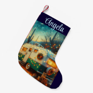 Petite Chaussette De Noël Noël du Camper vintage dans le désert Saguaro Cact