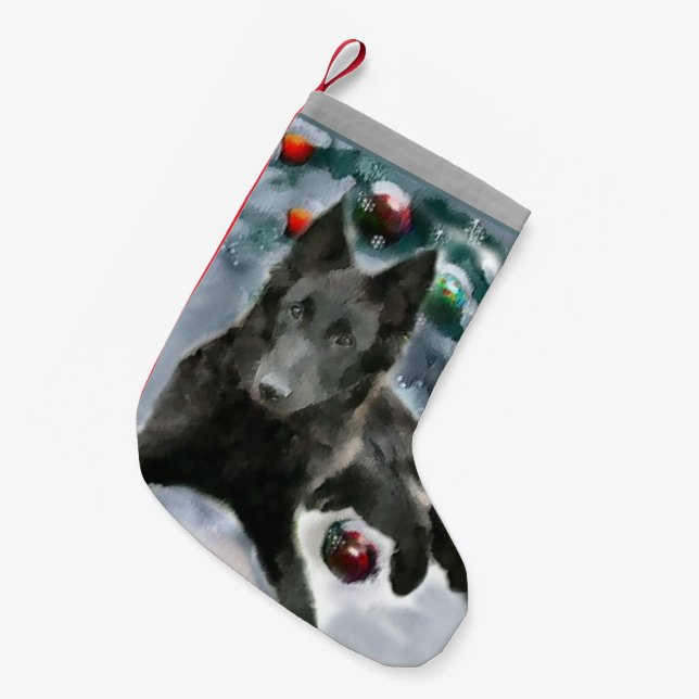 Petite Chaussette De Noël Noël du chien de berge belge (Devant (Accrochage))