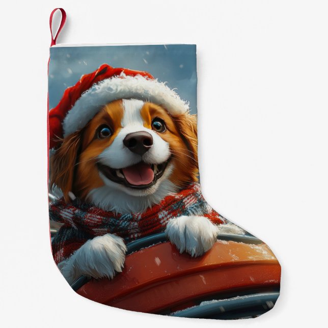 Petite Chaussette De Noël Noël du chien espagnol breton (Devant)