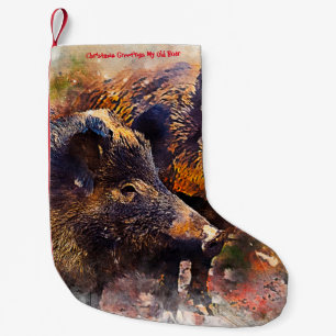 Petite Chaussette De Noël Noël Embrasse Mon Vieux Sanglier