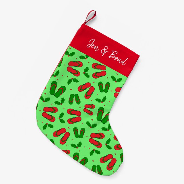 Petite Chaussette De Noël Noël en juillet Flip Flops et Holly Tropical (Devant (Accrochage))