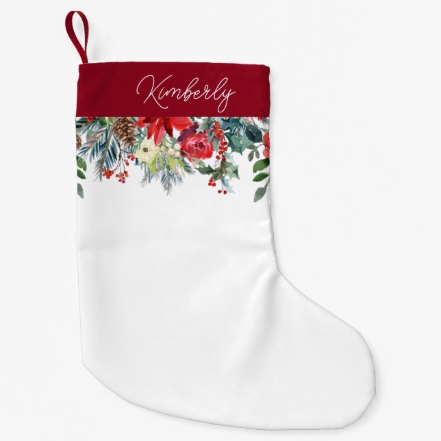 Petite Chaussette De Noël Noël floral personnalisé (Devant)