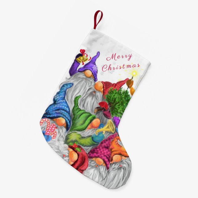 Petite Chaussette De Noël Noël Gnomes Noël Stocking Cadeau (Devant (Accrochage))