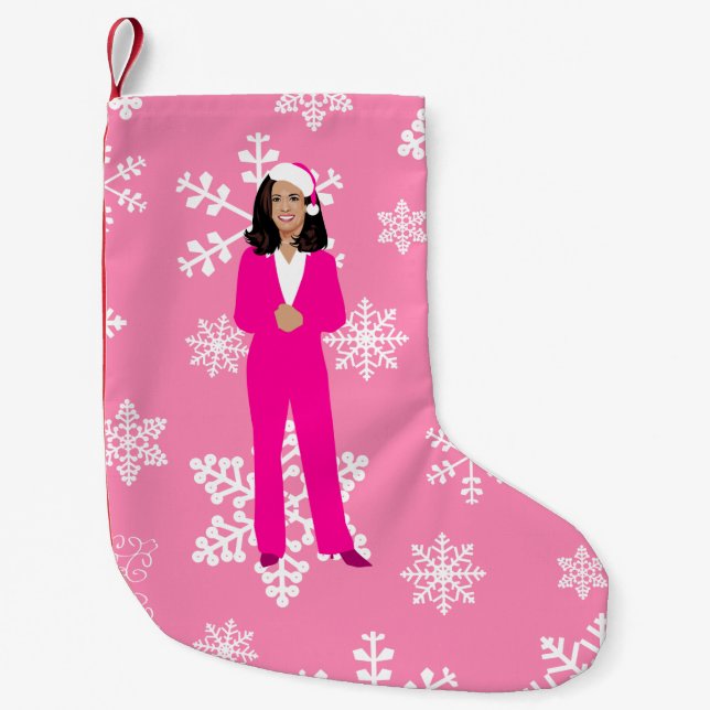 Petite Chaussette De Noël noël kamala harris père Noël rose glacé (Devant)