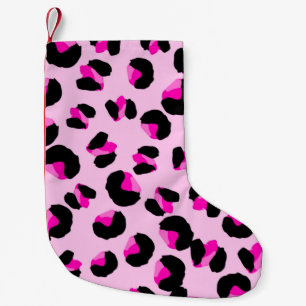 Petite Chaussette De Noël Noël Léopard rose Stocker