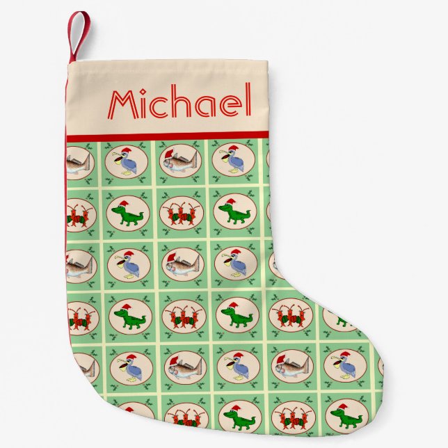Petite Chaussette De Noël Noël mignon de créatures de Cajun (Devant)