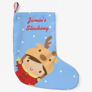 Petite Chaussette De Noël Noël mignon de fille de renne pour des enfants