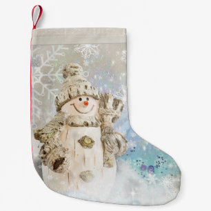 Petite Chaussette De Noël Noël mignon Snowman avec des flocons de neige