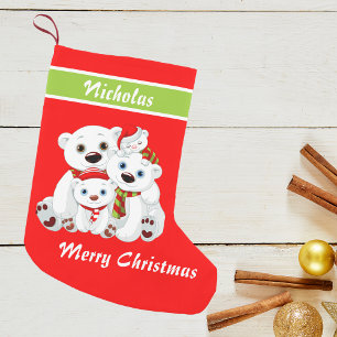 Petite Chaussette De Noël Noël Mignonne Famille Ours Rouge