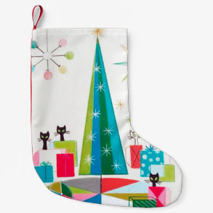 Petite Chaussette De Noël Noël moderne à l'ère rétro atomique du milieu 