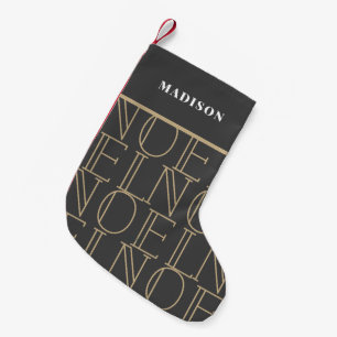Petite Chaussette De Noël NOEL Motif gris foncé & Gold Holiday