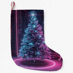 Petite Chaussette De Noël Noël Néon Futuriste – Fêtes Modernes de Science-Fi
