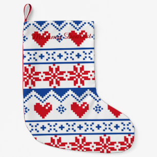 Petite Chaussette De Noël Noël nordique en rouge et bleu
