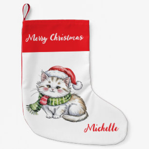 Petite Chaussette De Noël Noël Personnalisé Chat Mignon Fête     