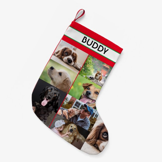 Petite Chaussette De Noël Noël Personnalisé Nom de l'animal Photos Chien per (Devant (Accrochage))