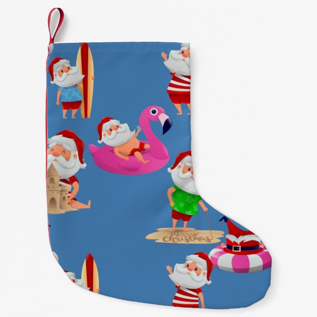 Petite Chaussette De Noël Noël plage santa claus vacances (Devant)
