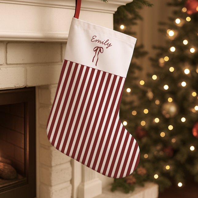 Petite Chaussette De Noël Noël rayé rouge empilement avec Bow (Créateur téléchargé)