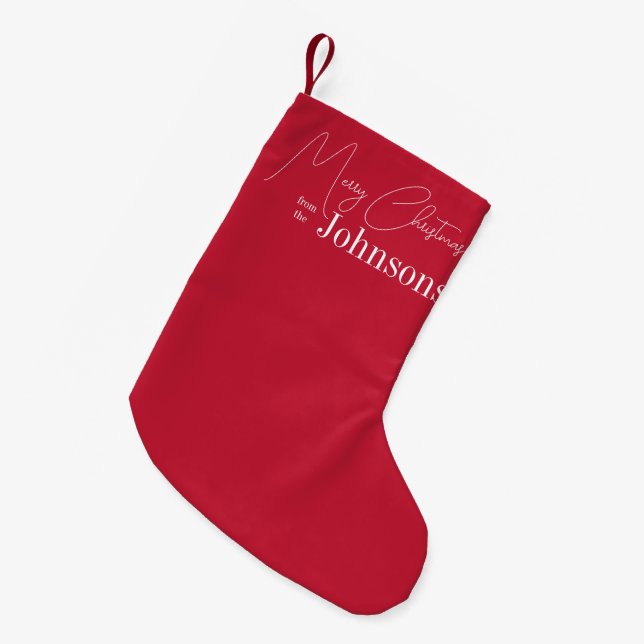 Petite Chaussette De Noël Noël Rouge Simple Famille Moderne (Devant (Accrochage))