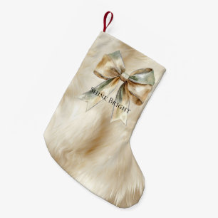 Petite Chaussette De Noël Noël Russe Vert Bow Bow Faux Animal Fur