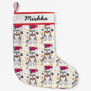 Petite Chaussette De Noël Noël Sibérien Husky Avec Nom De Chien Personnalisé
