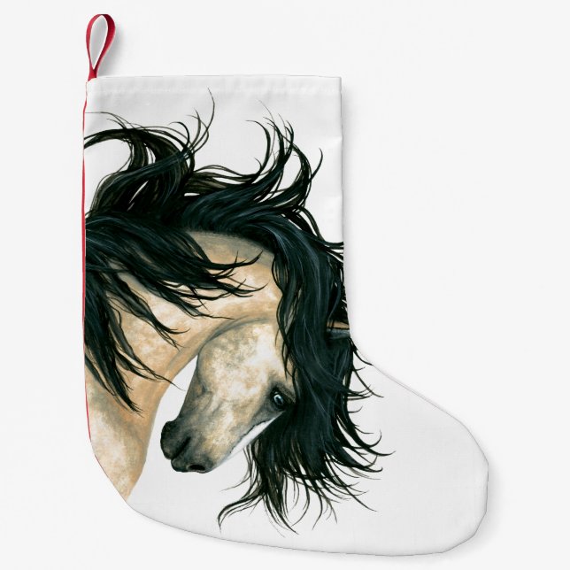 Petite Chaussette De Noël Noël stockant le cheval majestueux Bihrle de peau (Devant)