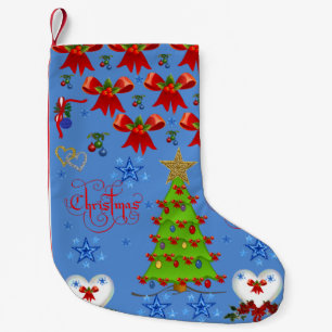 Petite Chaussette De Noël Noël Stocker bleu clair