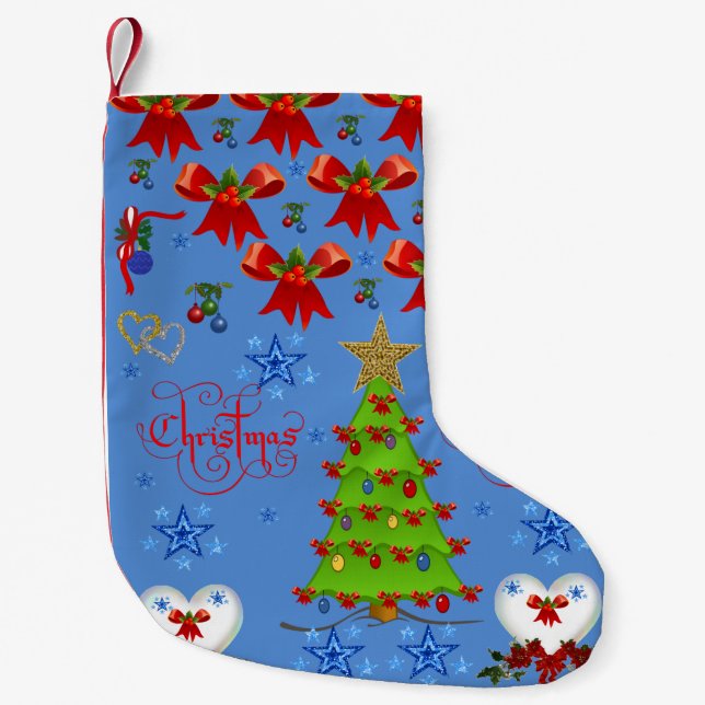 Petite Chaussette De Noël Noël Stocker bleu clair (Devant)
