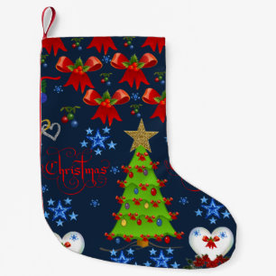 Petite Chaussette De Noël Noël Stocker bleu foncé
