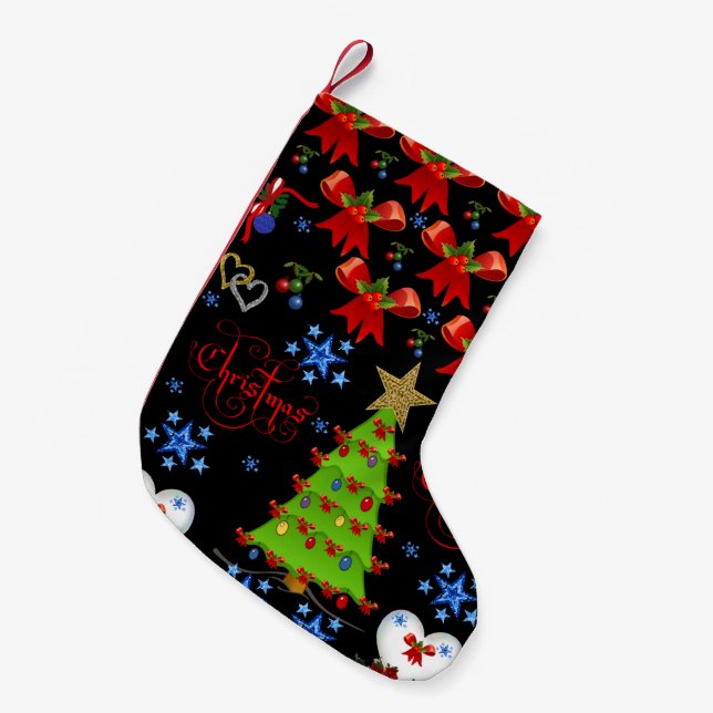 Petite Chaussette De Noël Noël Stocker noir (Devant (Accrochage))