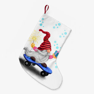 Petite Chaussette De Noël Noël Stocker Patinage Gnome avec cadeau