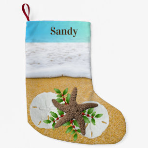 Petite Chaussette De Noël Noël sur la plage Dollars de sable Double face