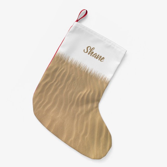 Petite Chaussette De Noël Noël sur les vagues de sable de plage (Devant (Accrochage))