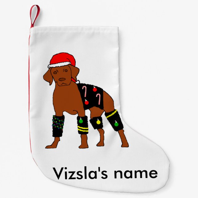Petite Chaussette De Noël Noël Vizsla de Velcro (Devant)