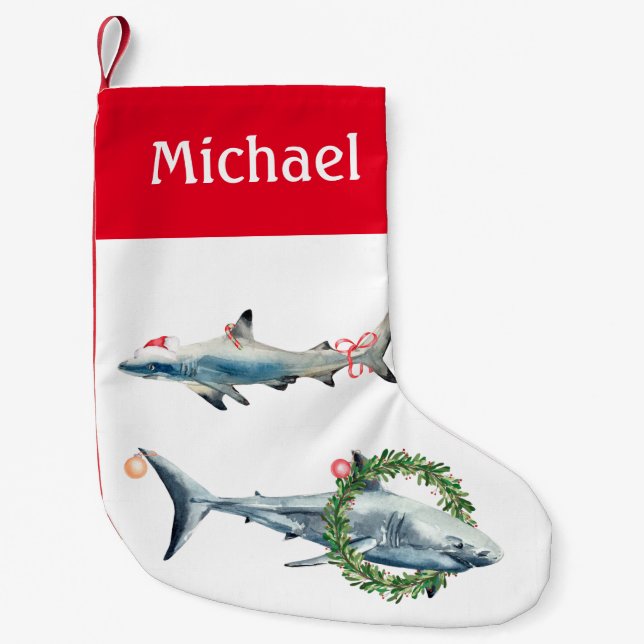 Petite Chaussette De Noël Noëls grand récif blanc Personnalisé (Devant)