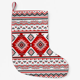 Petite Chaussette De Noël Noir noir rouge, motifs ukrainiens.
