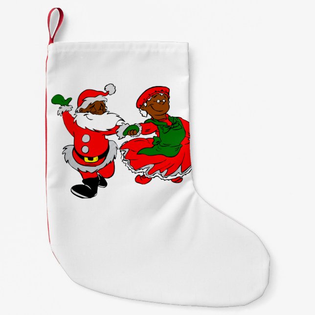 Petite Chaussette De Noël noir père Noël mme claus stockage de noël (Devant)