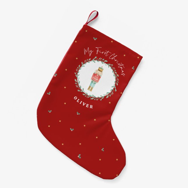 Petite Chaussette De Noël Noisette traditionnel botanique rouge Noël (Devant (Accrochage))