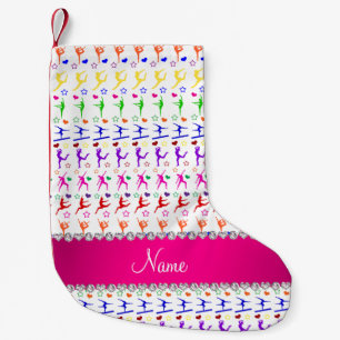 Petite Chaussette De Noël Nom blanc rose arc-en-ciel gymnastique coeurs étoi