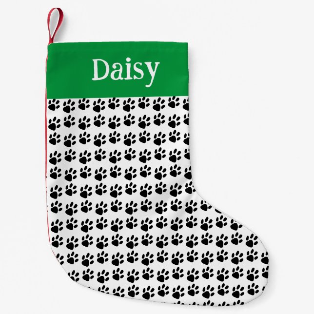 Petite Chaussette De Noël Nom classique Empreinte de patte animal de compagn (Devant)