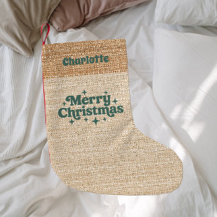 Petite Chaussette De Noël Nom de burap beige retro Joyeux Noël